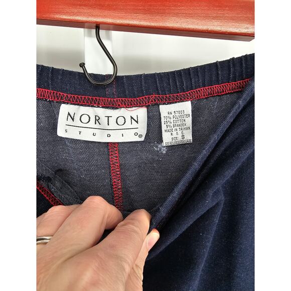 Norton Studio Women's Blue Elastic Waist Polyester Both Slide Slit Skirt Size S - Picture 3 of 4